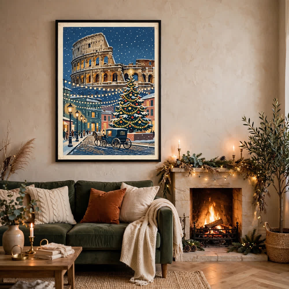 Christmas in Rome — Vintage Winter Landscape Poster