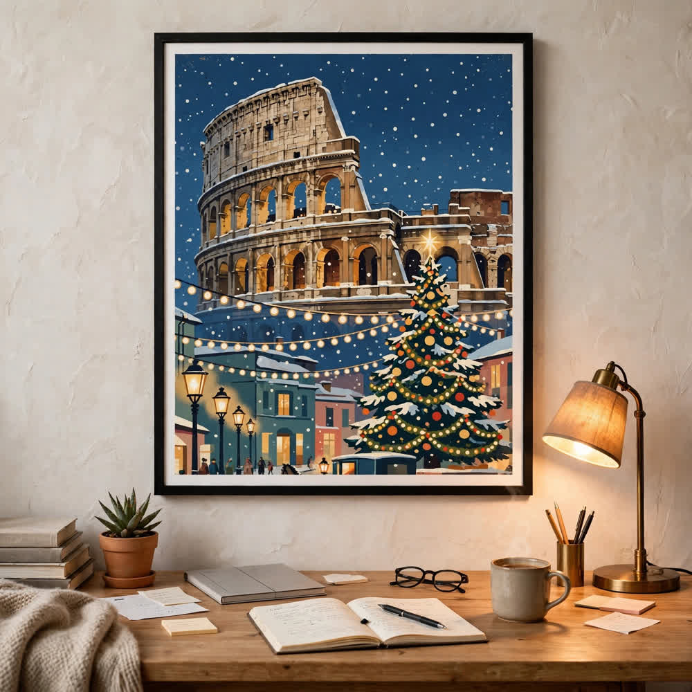 Christmas in Rome — Vintage Winter Landscape Poster