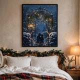 Mistletoe Gate at Christmas vintage winter poster in bedroom
