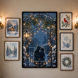 Mistletoe Gate at Christmas vintage winter poster in gallery wall