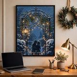 Mistletoe Gate at Christmas vintage winter poster in home office