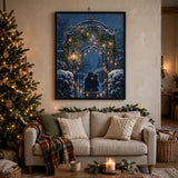 Mistletoe Gate at Christmas vintage winter poster in living room