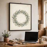 Eucalyptus Christmas Wreath poster in a home office