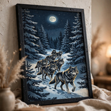 Winter Wolves at Moonrise poster in close-up detail
