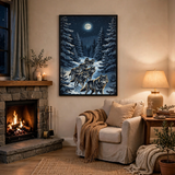 Winter Wolves at Moonrise poster in living room