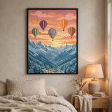 Snowbound Hot Air Balloons poster in bedroom