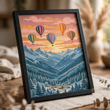 Snowbound Hot Air Balloons poster in close-up detail