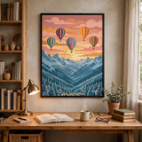 Snowbound Hot Air Balloons poster in home office