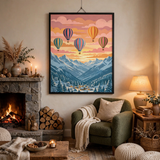 Snowbound Hot Air Balloons poster in living room