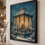 Victorian Glasshouse Christmas poster in close-up detail