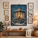Victorian Glasshouse Christmas poster in gallery wall