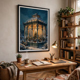 Victorian Glasshouse Christmas poster in home office