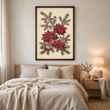 Poinsettia & Pine Botanical poster in bedroom