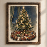 Toy Train Under the Tree poster in close-up detail