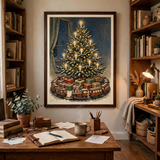 Toy Train Under the Tree poster in home office