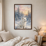 Arctic Fox at Dawn poster in bedroom