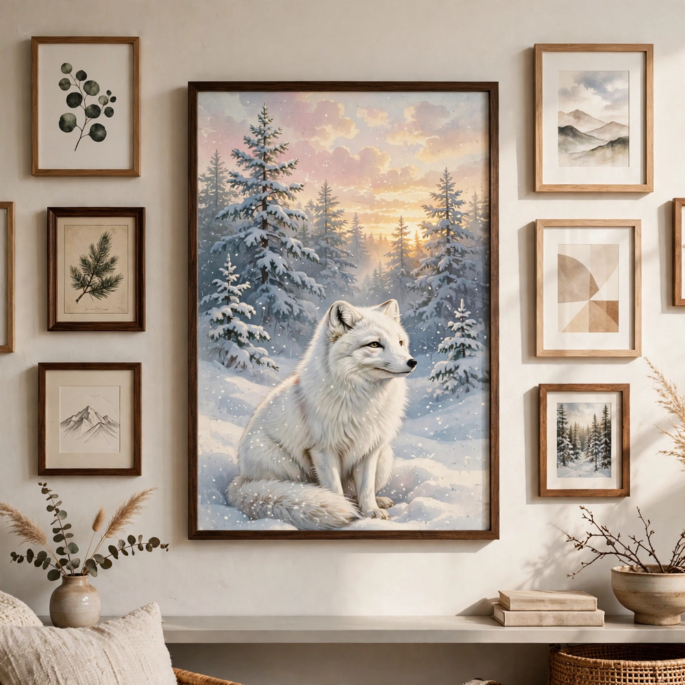 Arctic Fox at Dawn poster in gallery wall