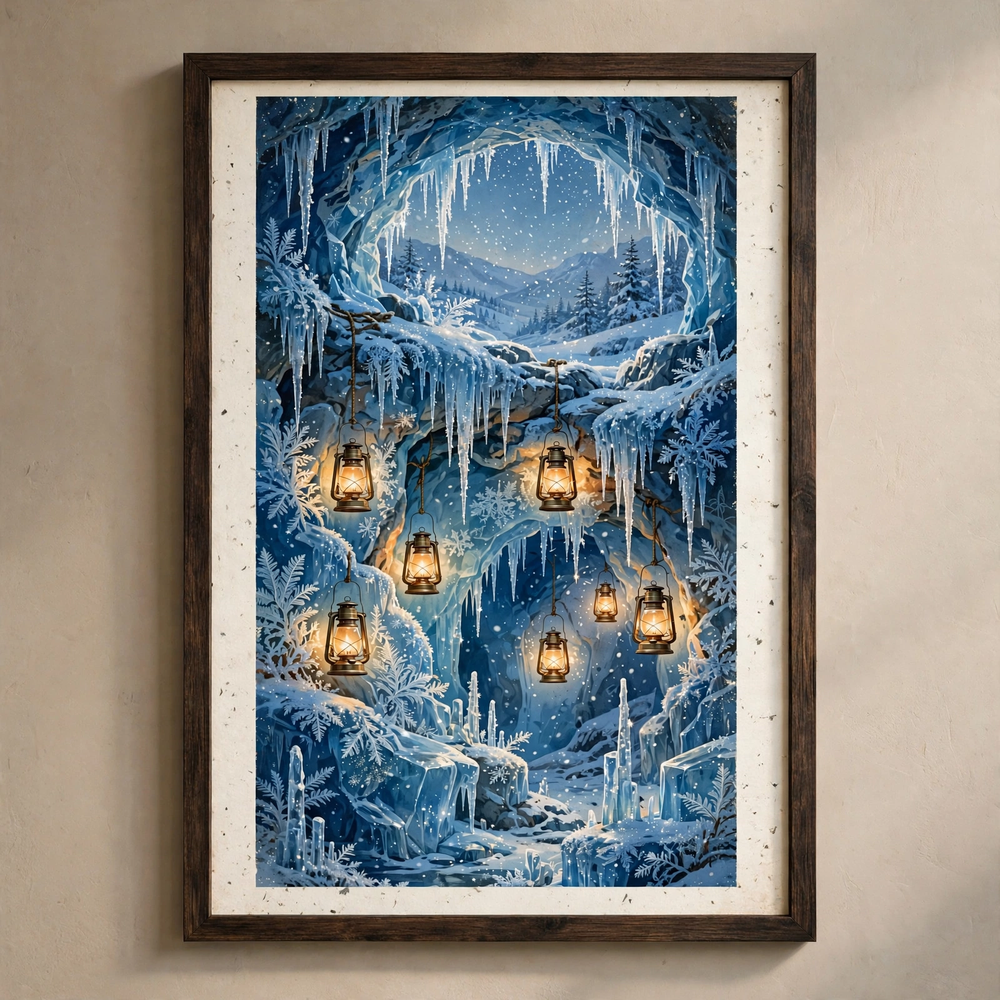 Ice Cave Lantern Glow poster in close-up detail