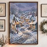 Candy Cane Lantern Lane poster as centerpiece of a gallery wall