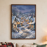 Candy Cane Lantern Lane poster framed in a cozy living room
