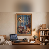 Fireside Reading Nook poster in a home office