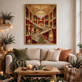 Opera House Christmas Gala poster framed in a living room