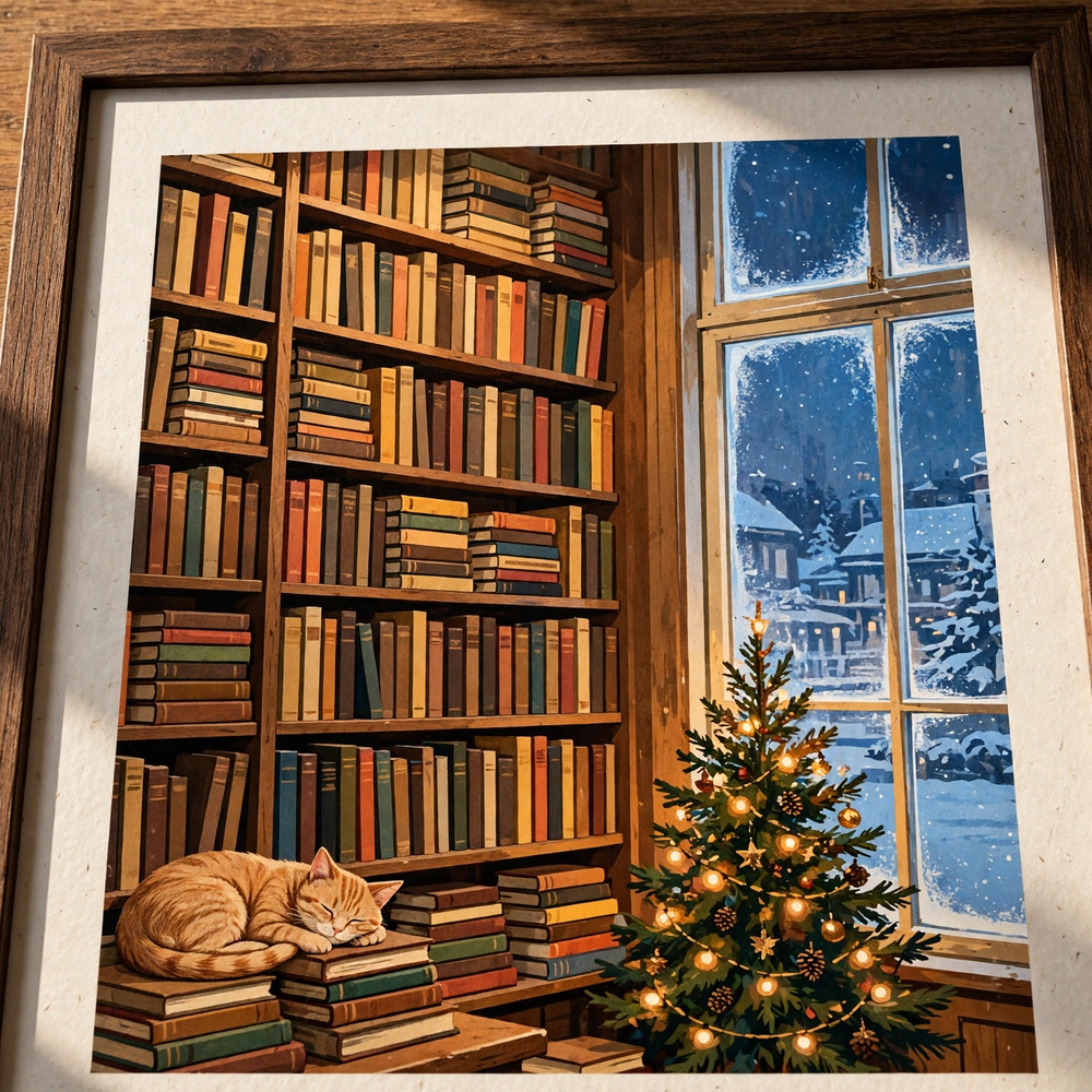 The Winter Bookshop poster in close-up detail