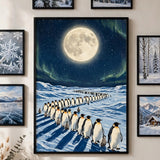 Moonlit Penguin Parade poster as centerpiece of a gallery wall
